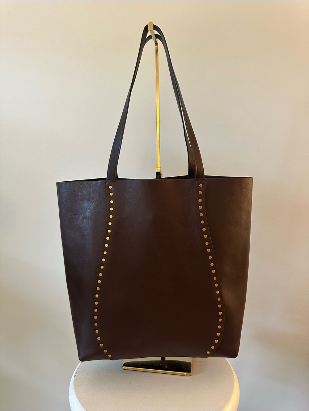 Madewell Dark Brown Leather Studded Tote